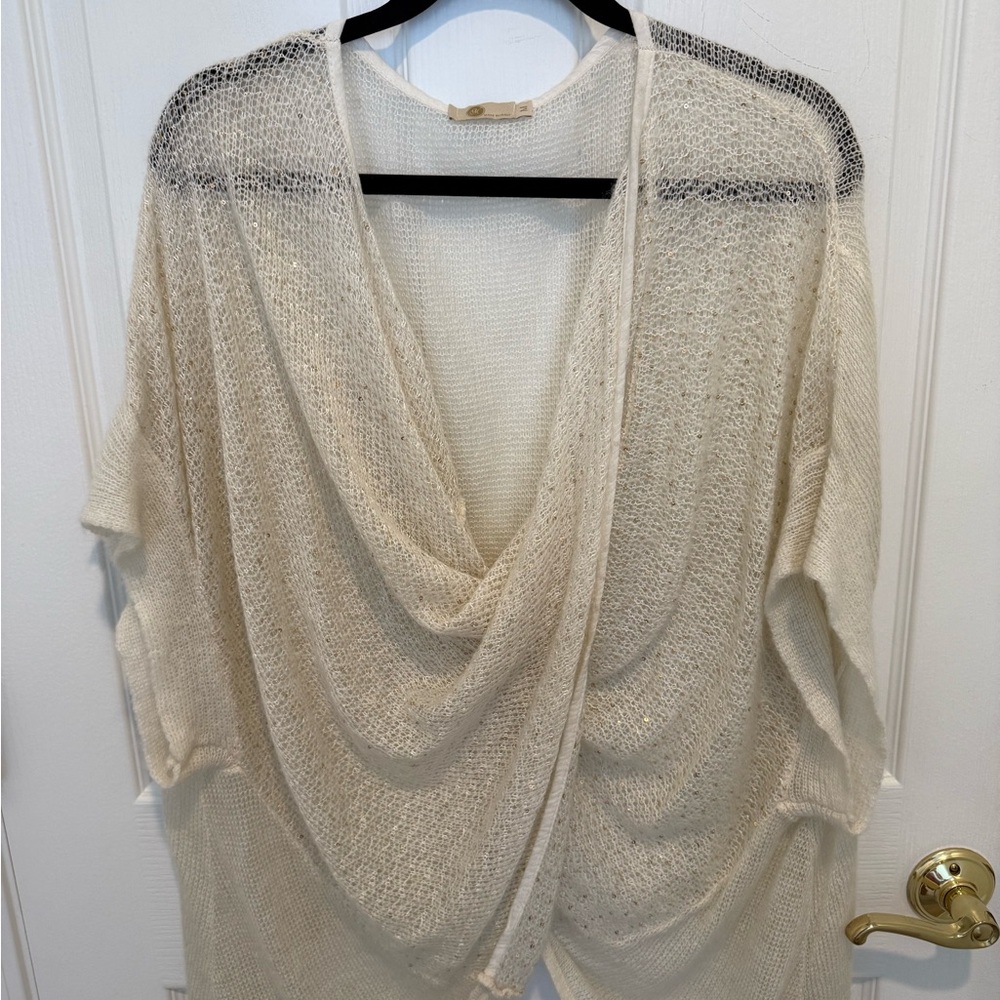 Elegant Cream Drape Sweater